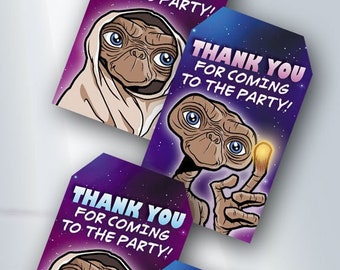 E.T. Thank You Tags - Digital Printable - Extra Terrestrial Birthday Party or Event - Adult or Kids Parties - Digital Template