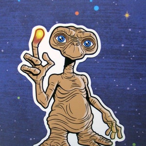 E.T. Vinyl Sticker - E.T. the Extra Terrestrial Movie Die Cut Decal for Laptop, Skateboard, Vehicle, and more!