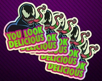 Venom Sticker Set of 5 Holographic Die Cut Decals for Laptop, Skateboard, Vehicle, and more!