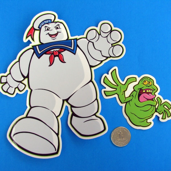 Ghostbusters Vinyl Stickers Set - Slimer & Stay Puft Marshmallow Man Die Cut Premium Decals