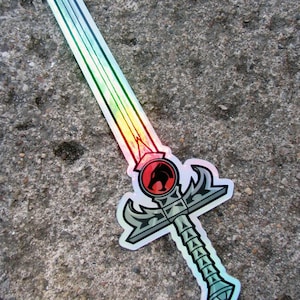 Adesivo holográfico metálico Thundercats e adesivo com logotipo da Sword of Omens - decalques recortados para laptop, skate, veículo e muito mais!