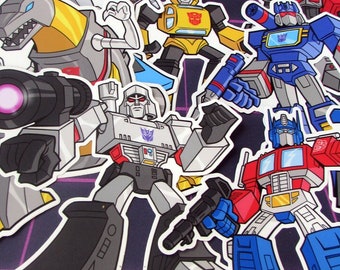 Optimus Prime Megatron Vinyl Stickers Starscream Grimlock Bumblebee Soundwave Transformers G1 Die Cut Laptop, Skateboard, Waterbottle Decal