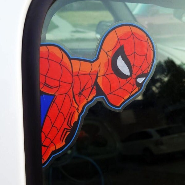 Peeking Spider-Man & Venom Transparent Sticker - Clear Die Cut Decal for Laptop, Skateboard, Vehicle, and more!