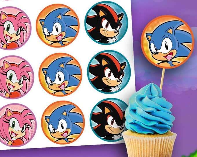 Sonic the Hedgehog Cupcake Topper Digital Printable 2 Inch Circle ...