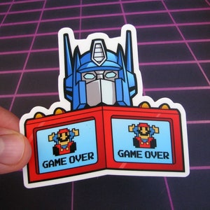 Optimus Prime GAME OVER Sticker 3.5&quot; Transformers Autobot Funny Die Cut Decal for Laptop, Skateboard, Vehicle, and more!