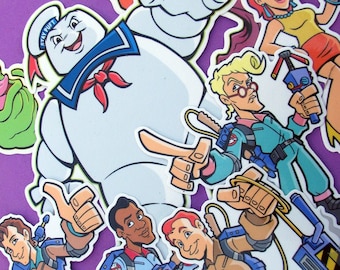 Real Ghostbusters Vinyl Stickers - Slimer, Stay Puft, Samhain, Egon, Ray, Peter, Winston, Janine - Die Cut Premium Cartoon Style Decals