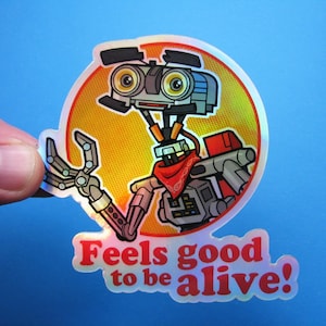 Sticker holographique Johnny Five - Sticker métallique holographique Johnny 5 court-circuit pour ordinateur portable, skateboard, véhicule et plus encore !