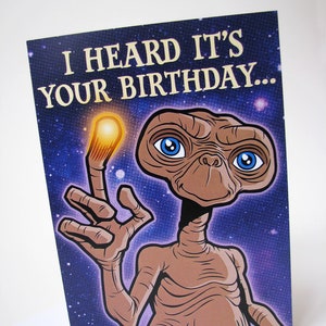 E.T. Carte d'anniversaire - 5 x 7 pouces avec ET l'extra-terrestre - Carte de voeux amusante de qualité professionnelle