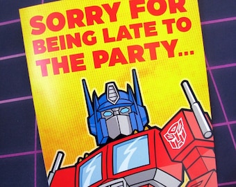 Transformers Birthday Card - Optimus Prime Funny Greeting Card 5" x 7" with Bumblebee Starscream Grimlock & Megatron