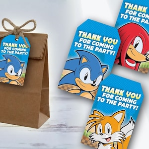 Sonic Thank You Tags - Digital Printable - Festa de aniversário ou evento do Sonic the Hedgehog - Modelo digital