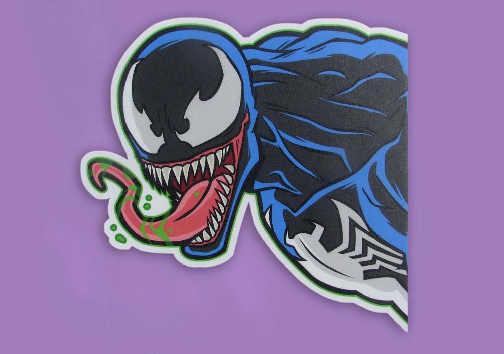 Peeking Venom Transfer Sticker - Die Cut Decal for Laptop