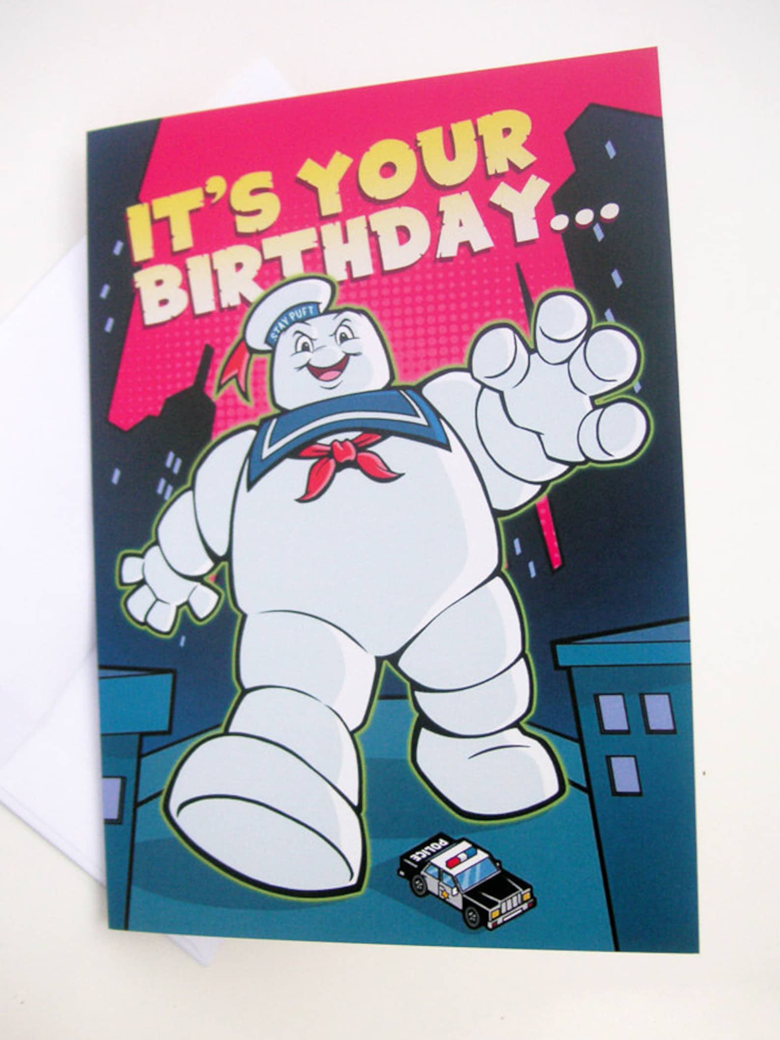 Ghostbusters Birthday Card featuring Slimer & Stay Puft Etsy