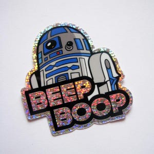R2D2 Glitter Sticker 3" Die Cut Premium Star Wars R2-D2 Decal For Skateboard, Laptop, Car Window etc.