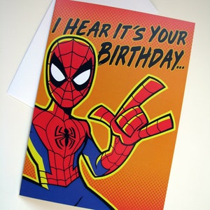 Spider-Man verjaardagskaart - professionele kwaliteit Marvel Comics wenskaart - 5" x 7" grappige kaart
