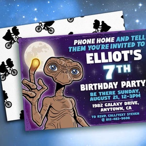 E.T. Printable Digital Birthday Invitation Personalized for Child or Adult - Party or Event - Extra Terrestrial Movie Custom Template