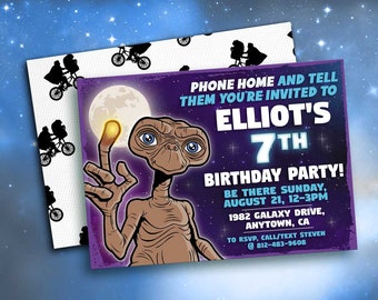 E.T. Printable Digital Birthday Invitation Personalized for Child or Adult - Party or Event - Extra Terrestrial Movie Custom Template