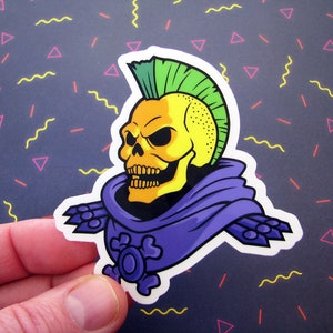 Adesivo de vinil Skeletor Mohawk of Evil - Decalque MOTU Masters of the Universe para laptop, skate, veículo