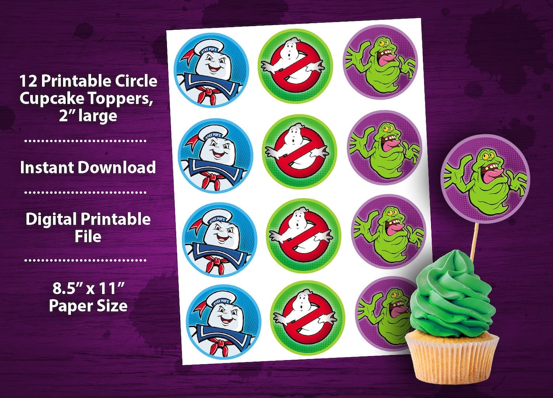 Ghostbusters Cupcake Topper Digital Printable - 2" Inch Circle Toppers ...