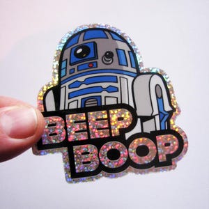 R2D2 Glitter Sticker 3" Die Cut Premium Star Wars R2-D2 Decal For Skateboard, Laptop, Car Window etc.