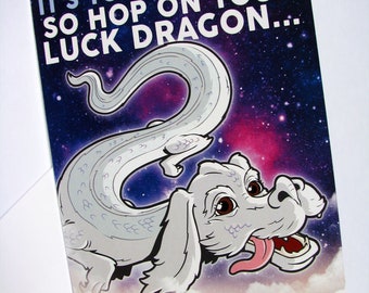 The NeverEnding Story Birthday Card - featuring Atreyu & Falcor the Luck Dragon - Professional Quality Greeting Card