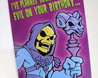 Skeletor Birthday Card - Masters of the Universe Professional Quality Funny MOTU Greeting Card