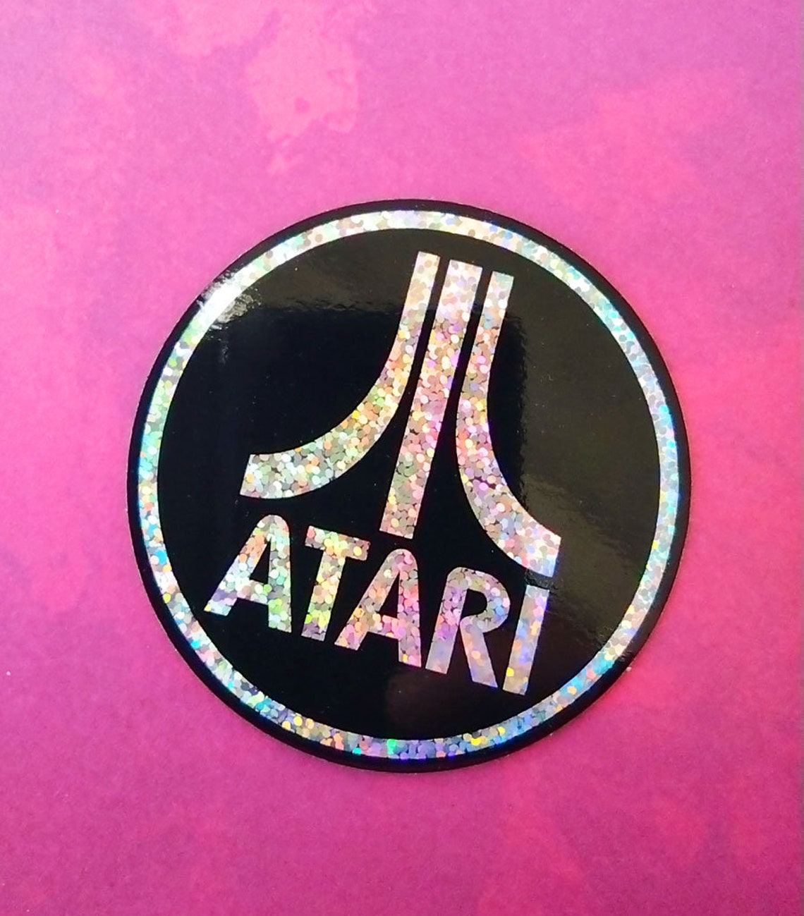 Atari 3ds Sticker ATARI Glitter Sticker - Shiny Glitter Vinyl Logo Decal for Laptop ...