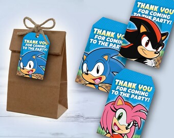 Sonic Thank You Tags – Shadow, Amy, Hedgehog Party Favors (Digital Printable)