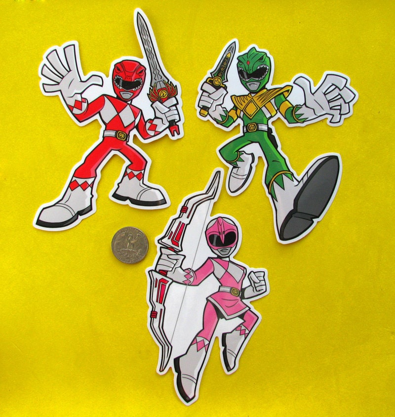 Power Rangers Stickers Premium MMPR Vinyl Decals Mighty Etsy