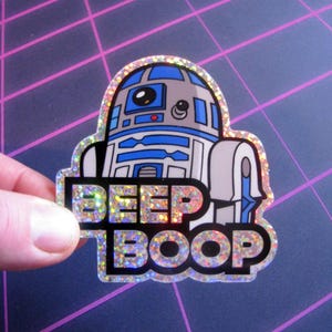 R2D2 Glitter Sticker 3" Die Cut Premium Star Wars R2-D2 Decal For Skateboard, Laptop, Car Window etc.
