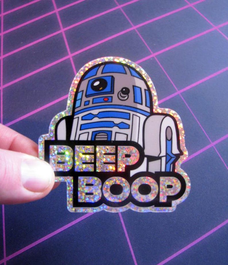 R2D2 Glitter Sticker 3" Die Cut Premium Star Wars R2-D2 Decal For Skateboard, Laptop, Car Window etc.