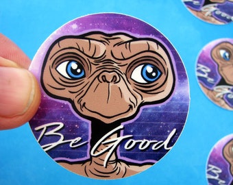 Set of 5 E.T. Circle Stickers 2" E.T. the Extra Terrestrial 'Be Good' Vinyl Decal