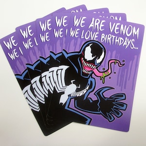 Lot de 5 cartes d'anniversaire plates Venom 5 x 7 po. - Carte Spider-Man amusante de qualité professionnelle