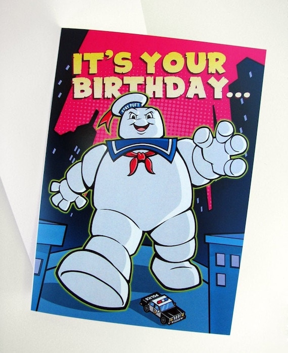 Ghostbusters Birthday Card 5 X7 Featuring Slimer & Etsy