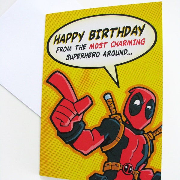 Deadpool Birthday Card - Marvel Comics Professional Quality Greeting Card