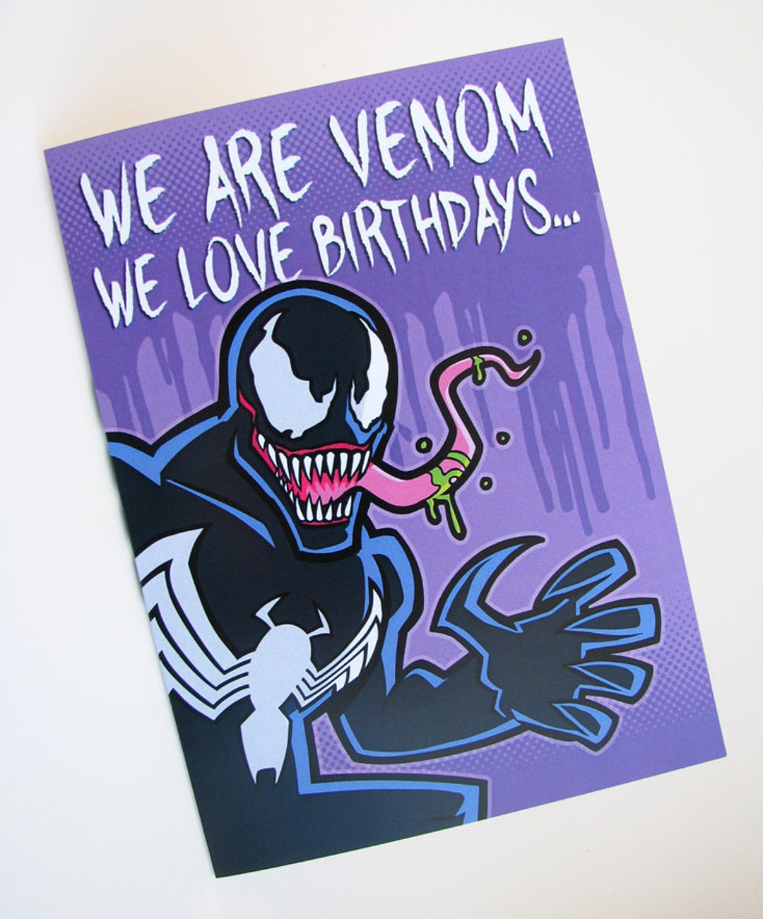 Venom Birthday Card Professional Quality Marvel Comics Greeting Card 5 X 7  Funny Spider-man Card 