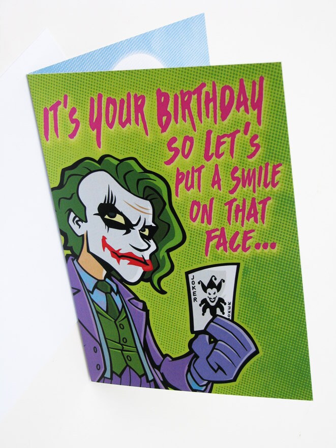 Joker Birthday Card Professional Quality The Dark Knight Etsy