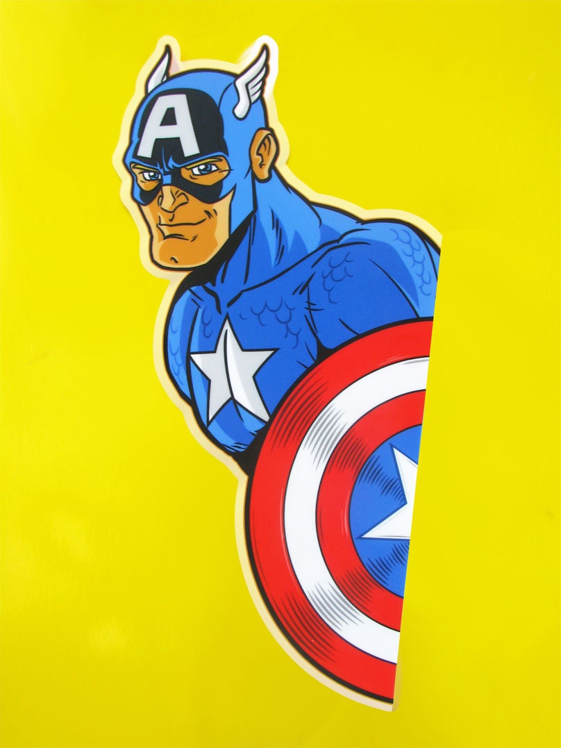 Captain America Peeking Sticker – Transparent Marvel Decal, 9.75