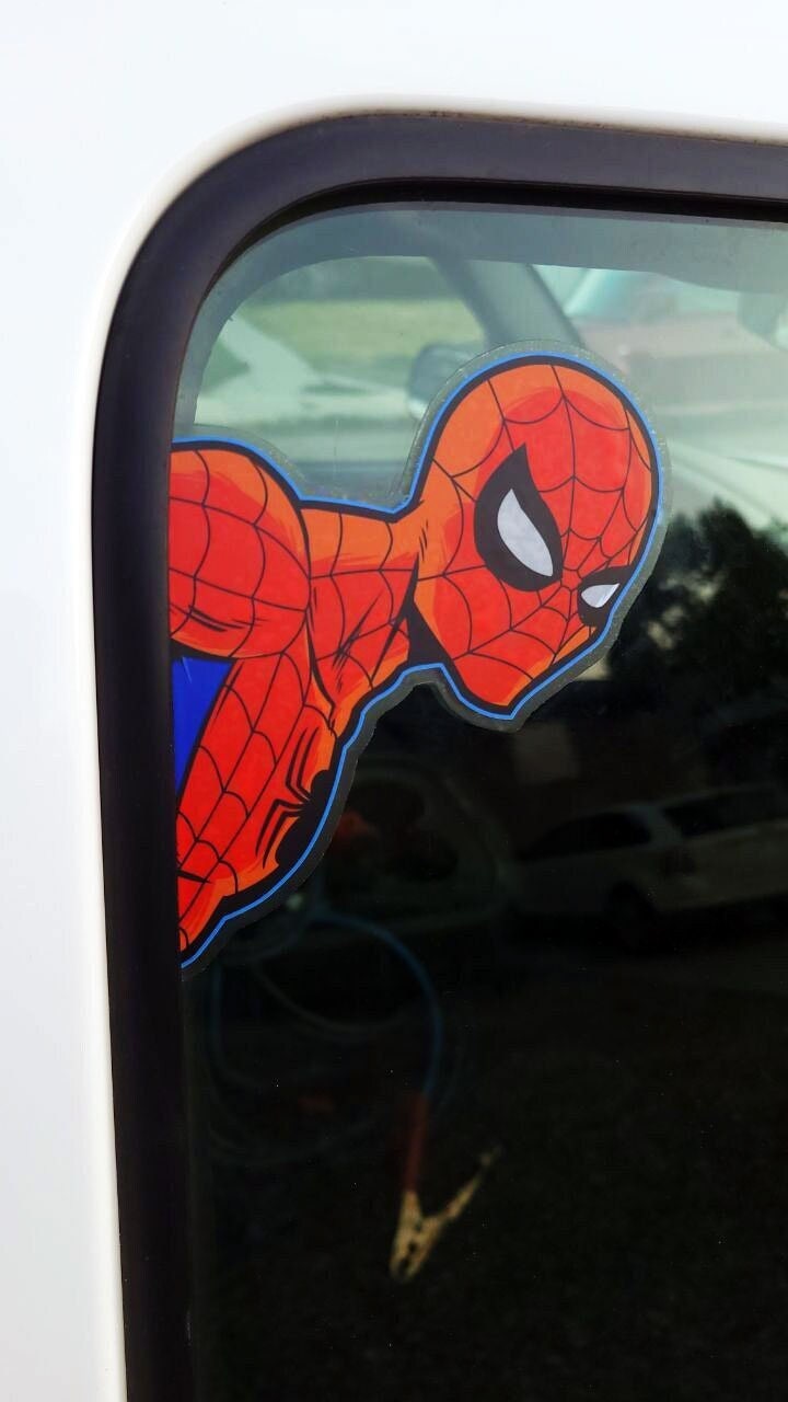 Peeking Spider-Man & Venom Transparent Sticker - Clear Die Cut Decal for Laptop, Skateboard, Vehicle, and more!
