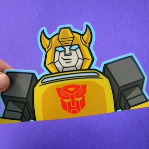 Bumblebee Peeking Sticker: Transformers Autobot Die Cut Decal 7.5&quot;