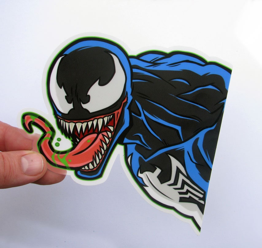 Peeking Venom Transparent Sticker - Clear Die Cut Decal for Laptop