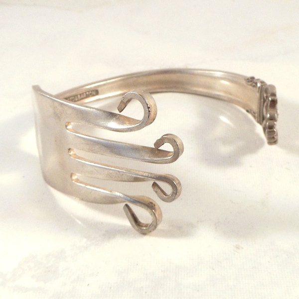 Bent Fork Cuff Bracelet Made by Reed & Barton - Sterling Silver Plated  - Silverware Jewelry