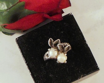 Handgemachte Sterling Silber Perle Ring Größe 5 - Interessante, sehr einzigartige Ring