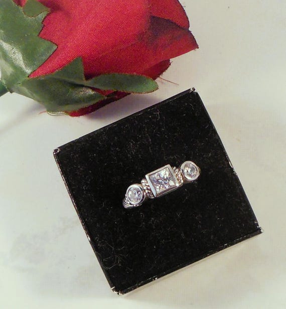 Judith Ripka Sterling Silver Ring With Clear Cubic Zirconia Stones