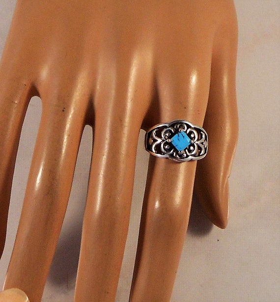 Sterling Silver Ring With Simulated Turquoise US … - image 4