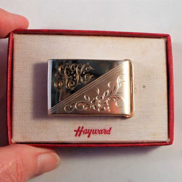 Vintage HAYWARD Belt Buckle in Original Gift Box - For Her or Him - Monogrammed with JK - Free Shipping Within the USA