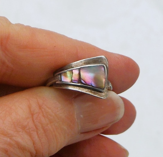 Sterling Silver Abalone Inlaid Wrap Ring Size 8 (… - image 6
