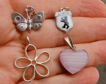 Your Choice Silver Pendants or Charms - Butterfly, Berlin, Flower, Heart