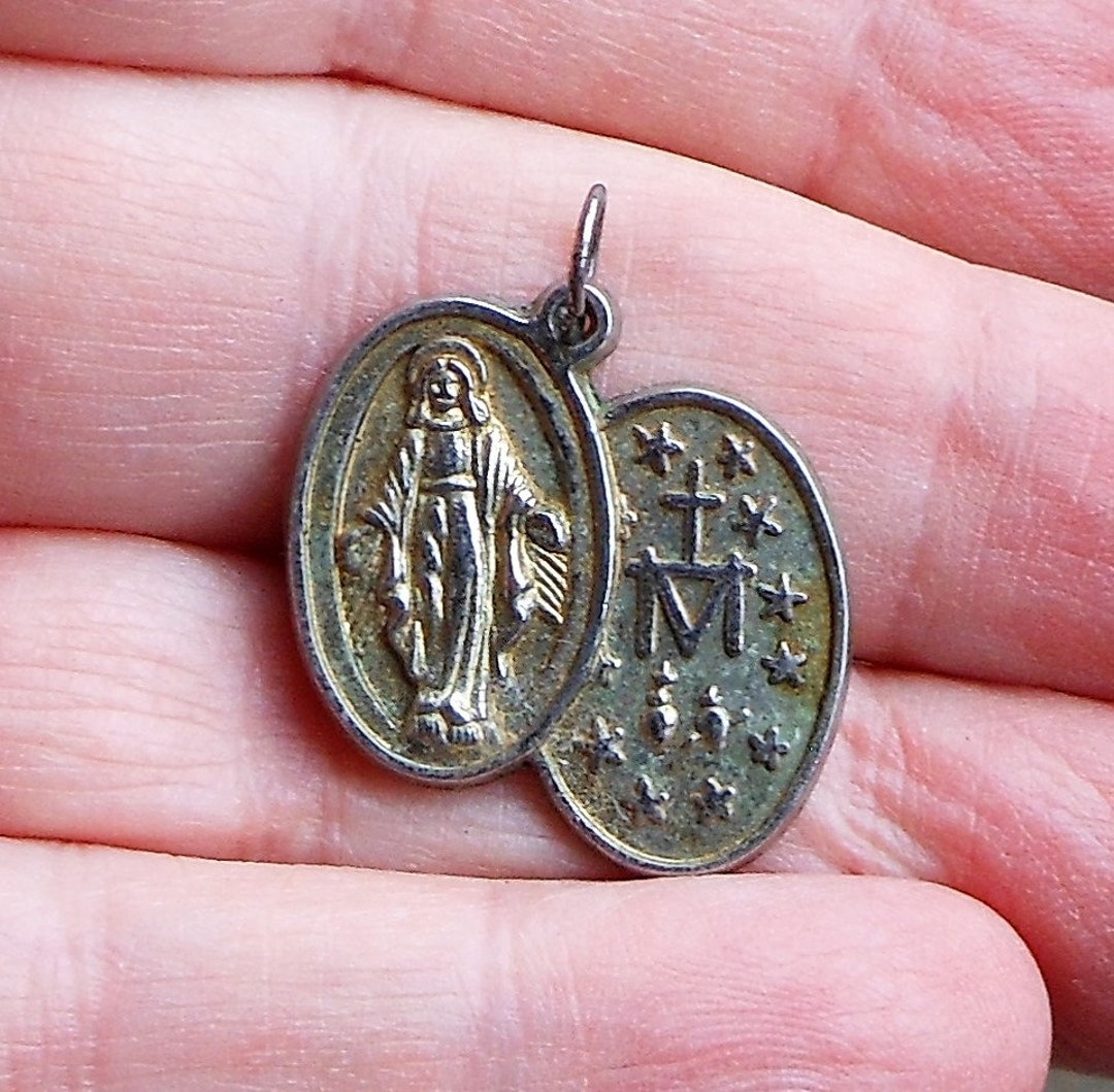 Silver Tone Pendant Miraculous Medal of the Our Lady of Graces - Etsy