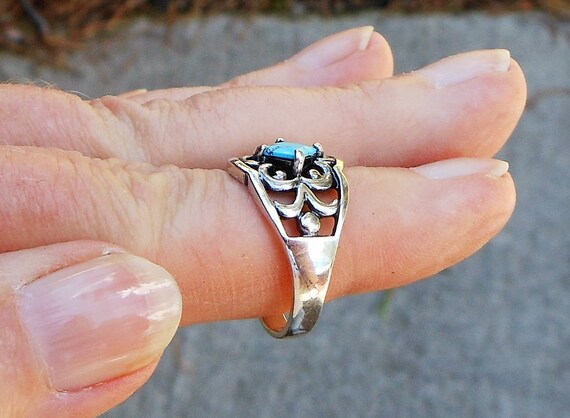 Sterling Silver Ring With Simulated Turquoise US … - image 6