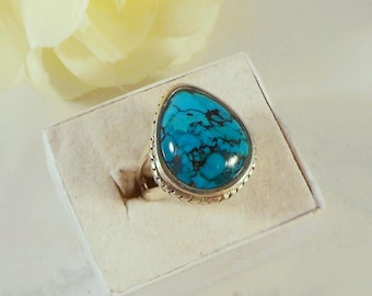 Sterling Silver Composite Turquoise Ring Size 7 Made by Barse